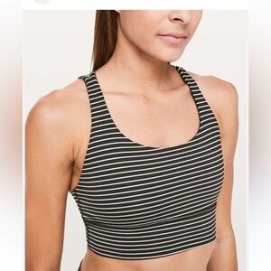 Lululemon Athletica Black and White Striped Sports Bra